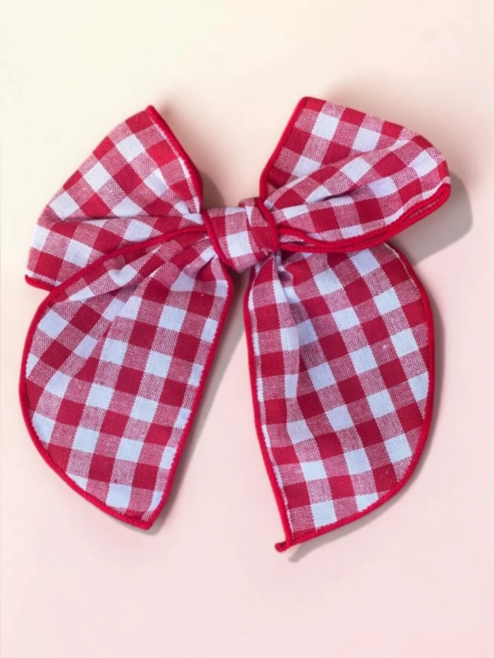 Girls Large Red Gingham Hair Bow - Kids Hair Accessory - Picture 2 of 7